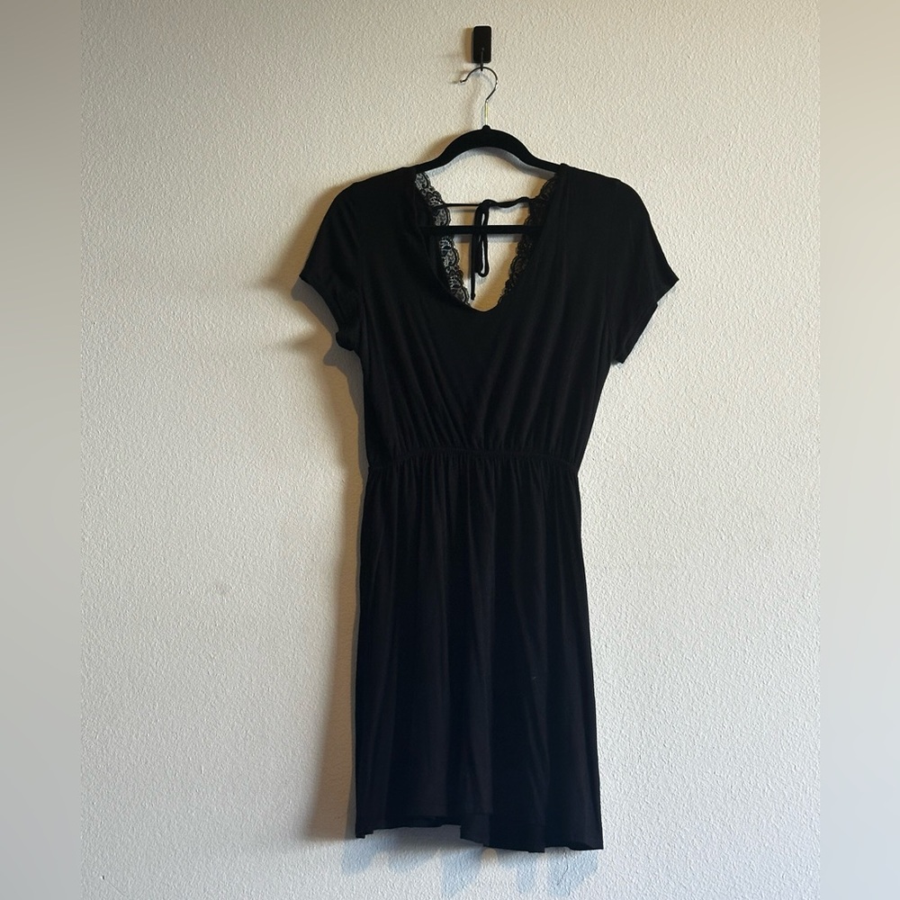 Rolla Coster V-Neck Mini Dress w/ Open Back Black Lace Details